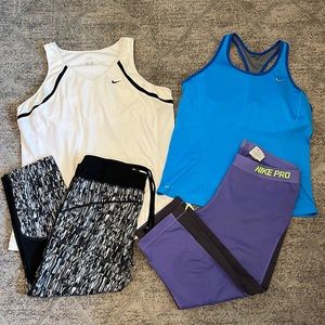 Lot of Womens XL Nike workout tanks and leggings
